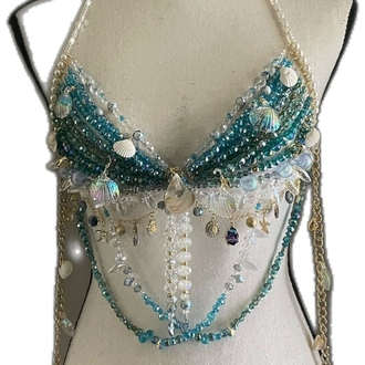 deniz temalı boncuklu bikini takımı