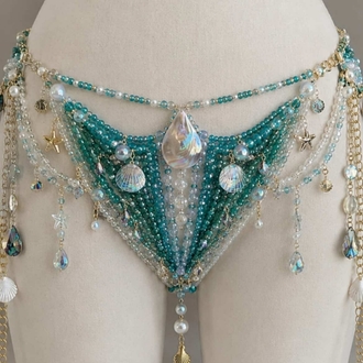 deniz temalı boncuklu bikini takımı