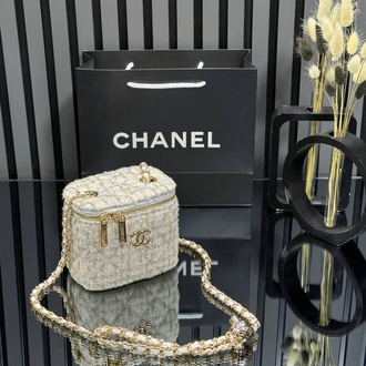 ( TÜVİT KUMAŞ ) CHANEL MİNİ VANİTY EL VE OMUZ ÇANTASI 