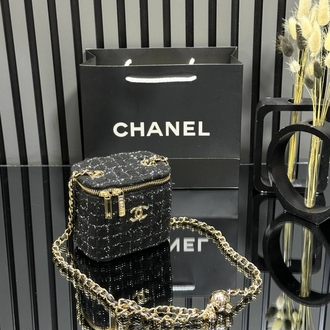 ( TÜVİT KUMAŞ ) CHANEL MİNİ VANİTY EL VE OMUZ ÇANTASI 