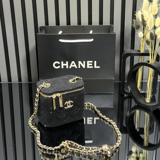( TÜVİT KUMAŞ ) CHANEL MİNİ VANİTY EL VE OMUZ ÇANTASI 