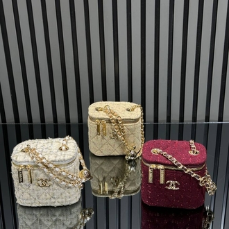 ( TÜVİT KUMAŞ ) CHANEL MİNİ VANİTY EL VE OMUZ ÇANTASI 