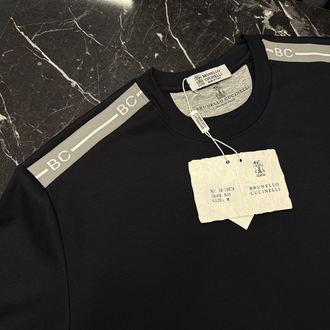 İthal Brunello Cucınelli Omuz Detaylı T-shirt Kırışmayan Kumaş (1987-Koyu Lacivert)