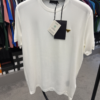 İthal Prada Gold Logo T-shirt Kırışmayan Kumaş (9426-Beyaz)