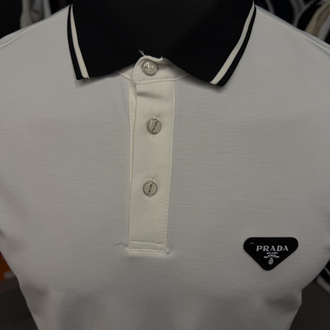 İthal Prada Polo Yaka  Kırışmayan Kumaş (10088-Beyaz)