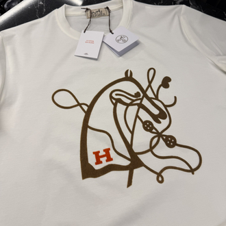 İthal Hermes T-shirt Kırışmayan Kumaş (9448-Beyaz)