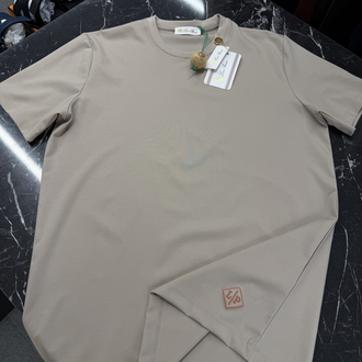 İthal Lora Piana T-shirt Kırışmayan Kumaş (9444-Bej)