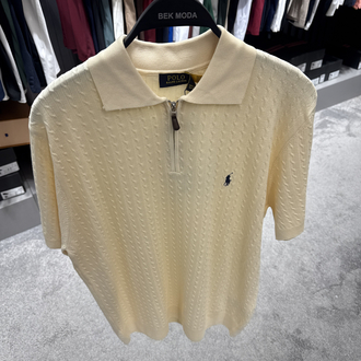 Premium Fermuarlı Triko Polo Yaka (Sarı-5072)