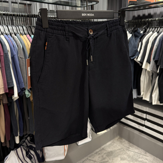 İthal Zegna Ham Keten Şort (6141-Koyu Lacivert)