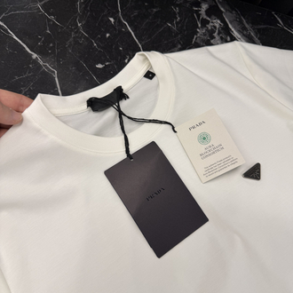 İthal Prada T-shirt Kırışmayan Kumaş (9434-Beyaz)