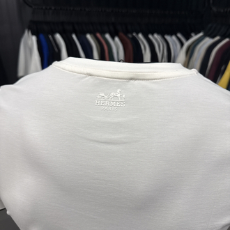 İthal Hermes T-shirt Kırışmayan Kumaş (15054-Beyaz)