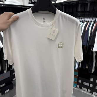 İthal Brunello Cucinelli T-shirt Kırışmayan Kumaş (9462-Beyaz)