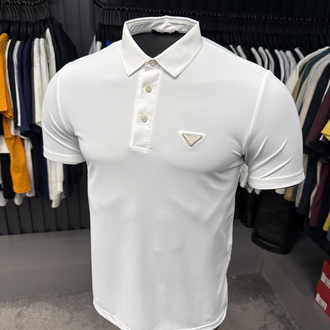 İthal Prada Polo Yaka  Kırışmayan Kumaş (10072-Beyaz)