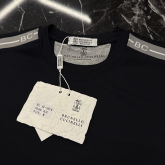 İthal Brunello Cucınelli Omuz Detaylı T-shirt Kırışmayan Kumaş (1987-Koyu Lacivert)