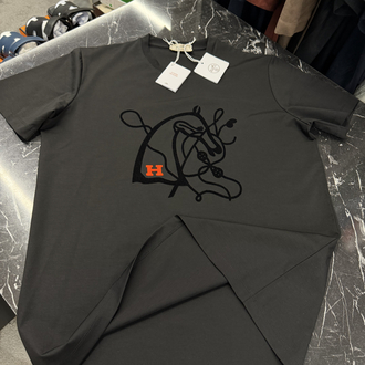 İthal Hermes T-shirt Kırışmayan Kumaş (9448-Siyah)
