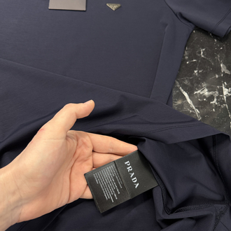 İthal Prada T-shirt Kırışmayan Kumaş (9434-Lacivert)