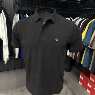 İthal Valentino Polo Yaka  Kırışmayan Kumaş (10067-Siyah)