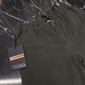 İthal Zegna Ham Keten Şort (6141-Haki)