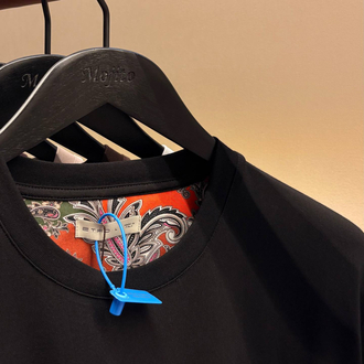 İthal Etro T-shirt Kırışmayan Kumaş (9438-Siyah)