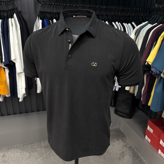 İthal Valentino Polo Yaka  Kırışmayan Kumaş (10067-Siyah)
