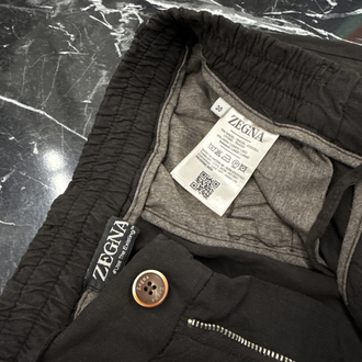 İthal Zegna Ham Keten Şort (6141-Kahve Rengi))