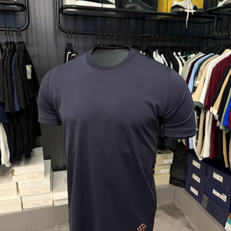 İthal Lora Piana T-shirt Kırışmayan Kumaş (9444-Lacivert)