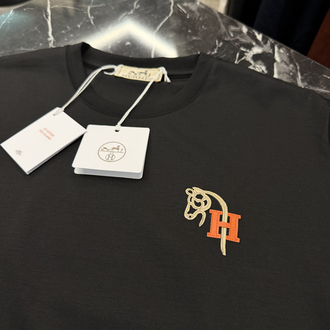 İthal Hermes T-shirt Kırışmayan Kumaş (9449-Siyah)