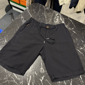 İthal Zegna Ham Keten Şort (6141-Koyu Lacivert)