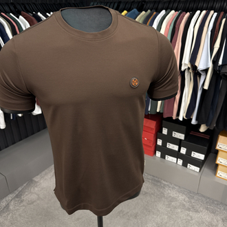 İthal Hermes T-shirt  Kırışmayan Kumaş (15054-Kahverengi)