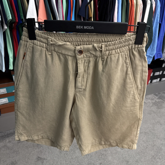İthal Zegna Ham Keten Şort (6141-Koyu Bej)