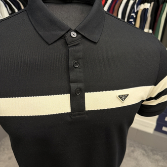 İthal Prada Polo Yaka Kırışmayan Kumaş (6956-Siyah)