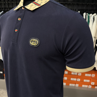 İthal Gucci Polo Yaka  Kırışmayan Kumaş (10074-Lacivert)