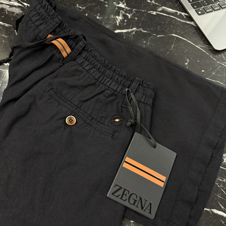 İthal Zegna  Ham Keten Şort (6141-Siyah)