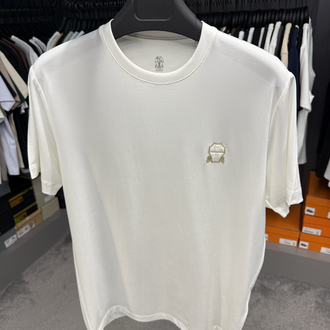 İthal Brunello Cucinelli T-shirt Kırışmayan Kumaş (9462-Beyaz)