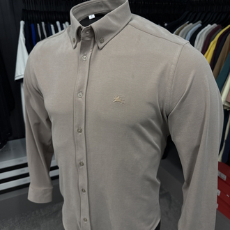 Burberry Yıkamalı Modal Kırışmayan Kumaş Gömlek (3914-Bej)