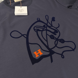 İthal Hermes T-shirt Kırışmayan Kumaş (9448-Lacivert)