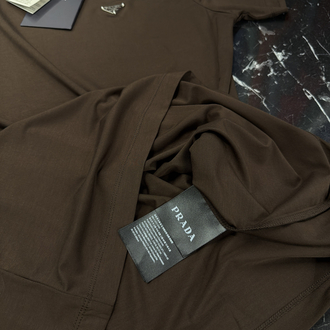 İthal Prada T-shirt Kırışmayan Kumaş (9460-Kahve )