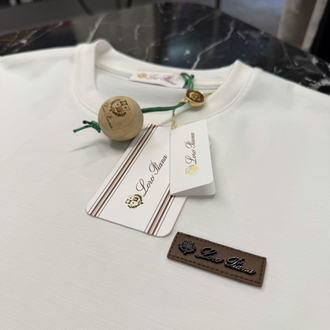 İthal Lora Piana T-shirt Kırışmayan Kumaş (9431-Beyaz)