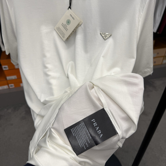 İthal Prada T-shirt Kırışmayan Kumaş (9460-Beyaz)