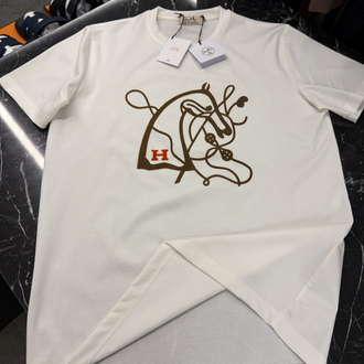 İthal Hermes T-shirt Kırışmayan Kumaş (9448-Beyaz)