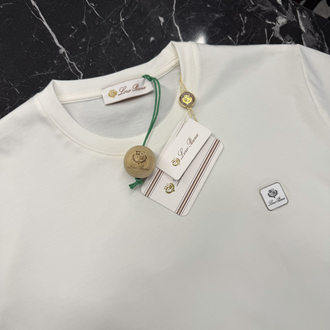 İthal Lora Piana T-shirt Kırışmayan Kumaş (9432-Beyaz)