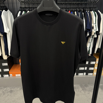 İthal Prada Gold Logo T-shirt Kırışmayan Kumaş (9426-Siyah)