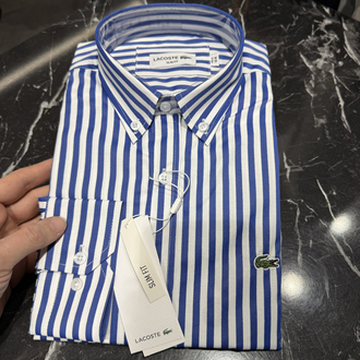 Premium Çizgili Pamuk Kumaş Gömlek (Sax Mavisi--495)