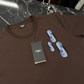 İthal Fendi T-shirt Kırışmayan Kumaş (9447-KahveRengi)