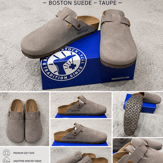 Birkenstock Yeni Sezon Boston Süet Terlik (Vizon)