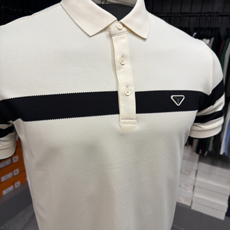 İthal Prada Polo Yaka Kırışmayan Kumaş (6956-Ekru)