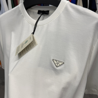 İthal Prada T-shirt Kırışmayan Kumaş (9460-Beyaz)