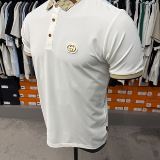 İthal Gucci Polo Yaka Kırışmayan Kumaş (10074-Beyaz)