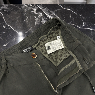 İthal Zegna Ham Keten Şort (6141-Haki)