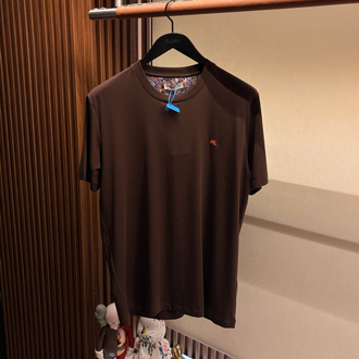 İthal Etro T-shirt Kırışmayan Kumaş (9438-Kahve)